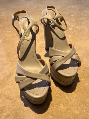 SCHUTZ Ivory Crisscross Platform Heels